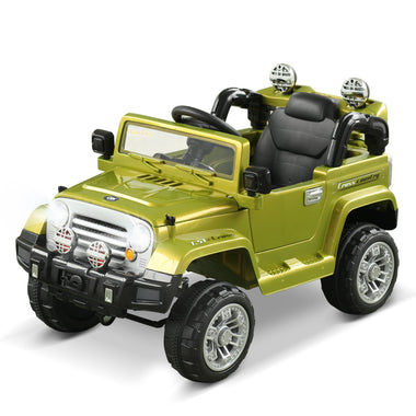 Toys and Games-Kids Electric Ride On Toy Off-Road Truck, Remote Control Ride-on Truck with MP3, Horn, Steering Wheel & Dual 6V Motor for Toddler, Green - Outdoor Style Company