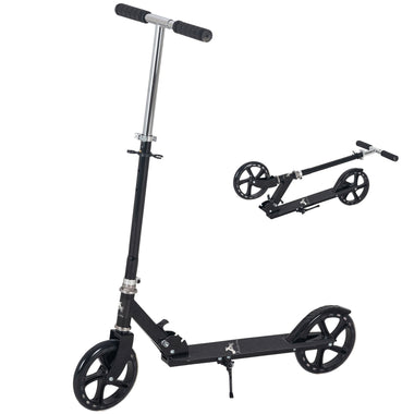Toys-Kids Foldable Kick Scooter with 4 Levels Adjustable Height, Textured Handles and PU Wheel with Brakes for Age 3-8, 29.5" - 39" H, Black - Outdoor Style Company