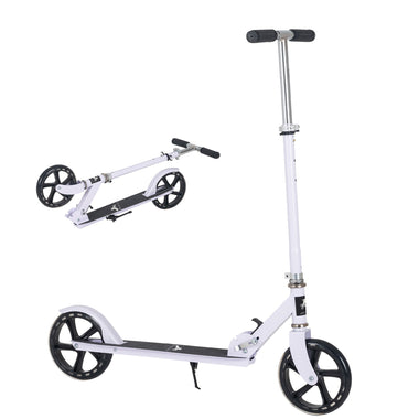 Toys-Kids Foldable Kick Scooter with 4 Levels Adjustable Height, Textured Handles and PU Wheel with Brakes for Age 3-8, White 29.5" H - 39" H - Outdoor Style Company