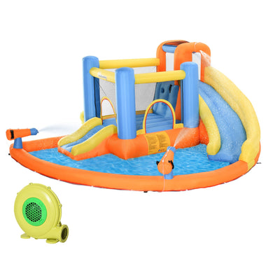 Miscellaneous-Kids Inflatable Water Slide 5-in-1 Bounce House Water Park Jumping Castle with Water Pool, Slide, Climbing Walls & 450W Air Blower - Outdoor Style Company