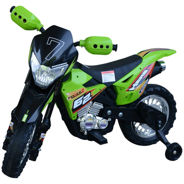 Toys and Games-Kids Motorcycle Dirt Bike Electric Ride-On Toy Off-road Street Bike with Charging 6V Battery, Real Driving Sounds, & Built-In Music, Green - Outdoor Style Company