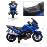 Toys and Games-Kids Motorcycle with Training Wheels, Roaring Engine Design Ride-on Toy for 3-8, High-Traction Mini Motorbike for Kids at 3.7 Mph Speed, Blue - Outdoor Style Company