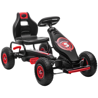 Toys and Games-Kids Pedal Go Kart Pedal Car, Outdoor Ride on Toys with Adjustable Seat, Anti-slip Wheels, Safety Brake, Gift for Boys Girls, 5-12 Years, Red - Outdoor Style Company