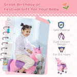 Toys and Games-Kids Ride On Unicorn Walking Horse, Mechanical Pony Toy with Wheels, Gift for 3-6 Years Girls Boys, Pink - Outdoor Style Company