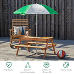 Outdoor and Garden-Kids Wood Picnic Table Set with Sandbox, Removable & Height Adjustable Parasol, Kids Outdoor Patio Set with Umbrella, for Garden - Outdoor Style Company