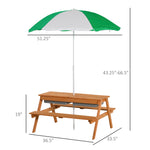 Outdoor and Garden-Kids Wood Picnic Table Set with Sandbox, Removable & Height Adjustable Parasol, Kids Outdoor Patio Set with Umbrella, for Garden - Outdoor Style Company