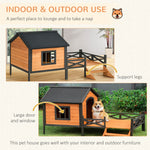 Pet Supplies-Large Dog House with Porch for Expansive Size, XL Wooden Elevated Dog Shelter, 67", Natural - Outdoor Style Company