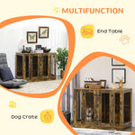 Pet Supplies-Large Furniture Style Dog Crate with Removable Panel, End Table with 2 Rooms Design & 2 Front Doors, Rustic Brown, 47" x 23.5" x 35" - Outdoor Style Company