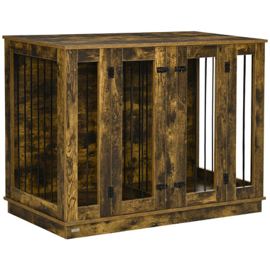 Pet Supplies-Large Furniture Style Dog Crate with Removable Panel, End Table with 2 Rooms Design & 2 Front Doors, Rustic Brown, 47" x 23.5" x 35" - Outdoor Style Company