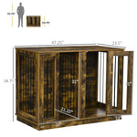 Pet Supplies-Large Furniture Style Dog Crate with Removable Panel, End Table with 2 Rooms Design & 2 Front Doors, Rustic Brown, 47" x 23.5" x 35" - Outdoor Style Company