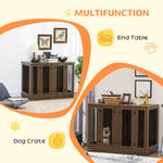 Pet Supplies-Large Furniture Style Dog Crate with Removable Panel, End Table with 2 Rooms Design & 2 Front Doors, Walnut, 47" x 23.5" x 35" - Outdoor Style Company