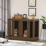 Pet Supplies-Large Furniture Style Dog Crate with Removable Panel, End Table with 2 Rooms Design & 2 Front Doors, Walnut, 47" x 23.5" x 35" - Outdoor Style Company