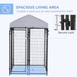 Outdoor and Garden-Large Outdoor Dog Kennel, 4' x 4' x 6' Dog Exercise Playpen, Galvanized Steel Fence with UV-Resistant Oxford Cloth Roof & Secure Lock, Black - Outdoor Style Company