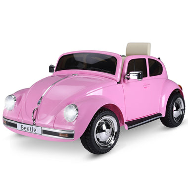 Toys and Games-Licensed Volkswagen Beetle Electric Kids Ride-On Car 6V Battery Powered Toy with Remote Control Music Horn Lights MP3 for 3-6 Years Old, Pink - Outdoor Style Company