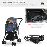 Pet Supplies-Luxury Folding Pet Stroller Dog/Cat Travel Carriage 2 In 1 Design Pet Carrier Bag + Stroller with Wheels Adjustable Canopy - Blue - Outdoor Style Company