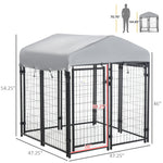 Outdoor and Garden-Medium-Sized Outdoor Dog Kennel, Dog Crate Galvanized Steel Fence with UV-Resistant Oxford Cloth Roof & Secure Lock, 47.25" x 47.25" x 54.25" - Outdoor Style Company
