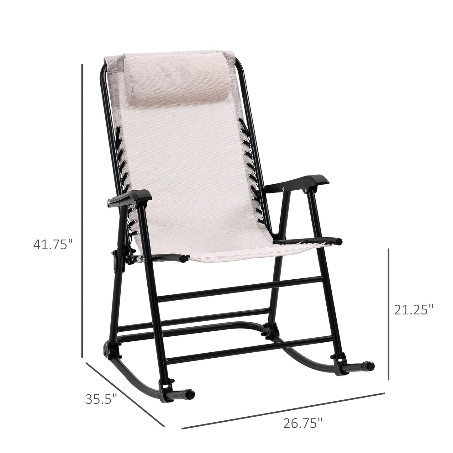 Outdoor and Garden-Mesh Outdoor Patio Folding 2-Piece Rocking Chair Set with Ergonomic & Folding Design - Cream White - Outdoor Style Company