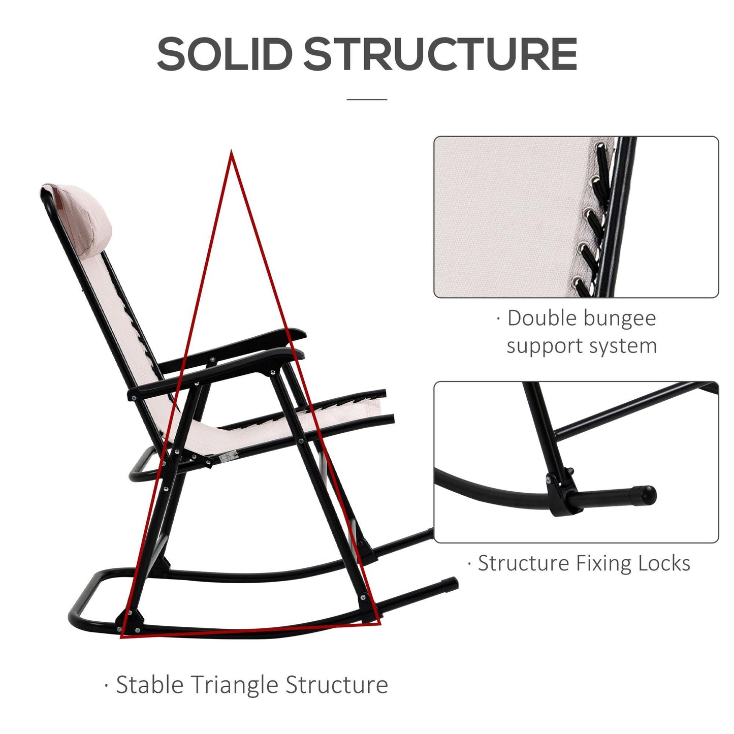 Outdoor and Garden-Mesh Outdoor Patio Folding 2-Piece Rocking Chair Set with Ergonomic & Folding Design - Cream White - Outdoor Style Company