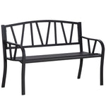 Outdoor and Garden-Metal Garden Bench 2-Seater Garden Bench Solid Metal Loveseat Outdoor Furniture For Patio Chair W/ Decorative Backrest & Ergonomic Armrest - Outdoor Style Company