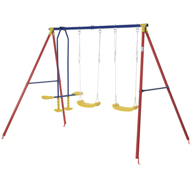 Toys and Games-Metal Swing Set with 2 Seats Glider - Adjustable - Outdoor Style Company