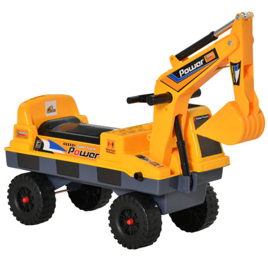 Toys and Games-No Power Truck Toy Construction Ride-on Excavator Digger, Multi-functional Bulldozer Toy, Detachable Digger with Storage, Light and Music, Yellow - Outdoor Style Company