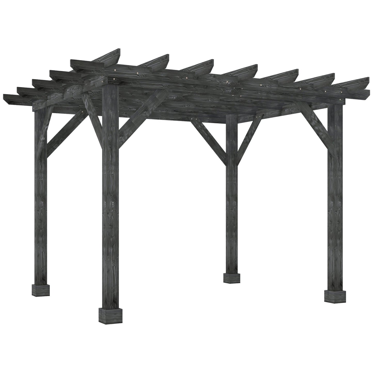 Outdoor and Garden-Outdoor 12'x10' Pergola Gazebo, 100% Wood Pergola Suitable for Patio, Deck, Garden, Gazebo, Perfect for BBQs, Parties, Picnics, Black - Outdoor Style Company