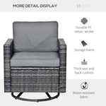 Outdoor and Garden-Outdoor 360° Swivel PE Wicker Lounge Armchair with Thick Soft Padded Cushions & Strong Steel Frame, Grey - Outdoor Style Company
