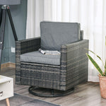 Outdoor and Garden-Outdoor 360° Swivel PE Wicker Lounge Armchair with Thick Soft Padded Cushions & Strong Steel Frame, Grey - Outdoor Style Company