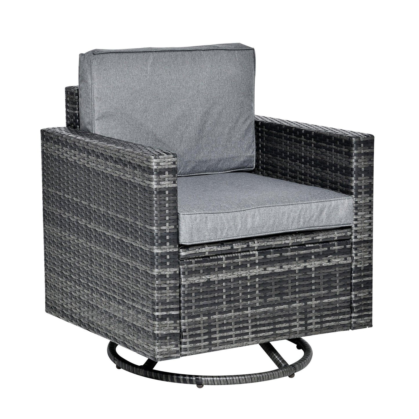 Outdoor and Garden-Outdoor 360° Swivel PE Wicker Lounge Armchair with Thick Soft Padded Cushions & Strong Steel Frame, Grey - Outdoor Style Company