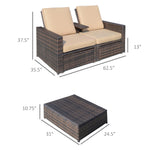 Outdoor and Garden-Outdoor 3pc PE Rattan Wicker Patio Love Seat Lounge Chair Set - Outdoor Style Company