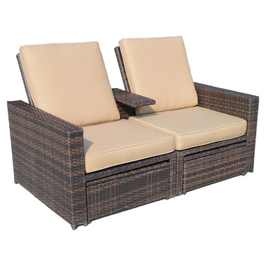 Outdoor and Garden-Outdoor 3pc PE Rattan Wicker Patio Love Seat Lounge Chair Set - Outdoor Style Company
