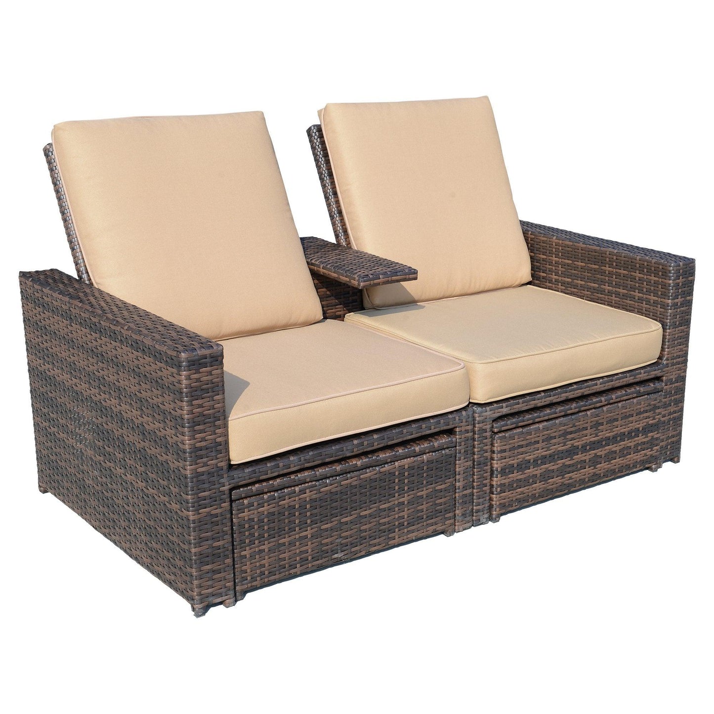 Outdoor and Garden-Outdoor 3pc PE Rattan Wicker Patio Love Seat Lounge Chair Set - Outdoor Style Company