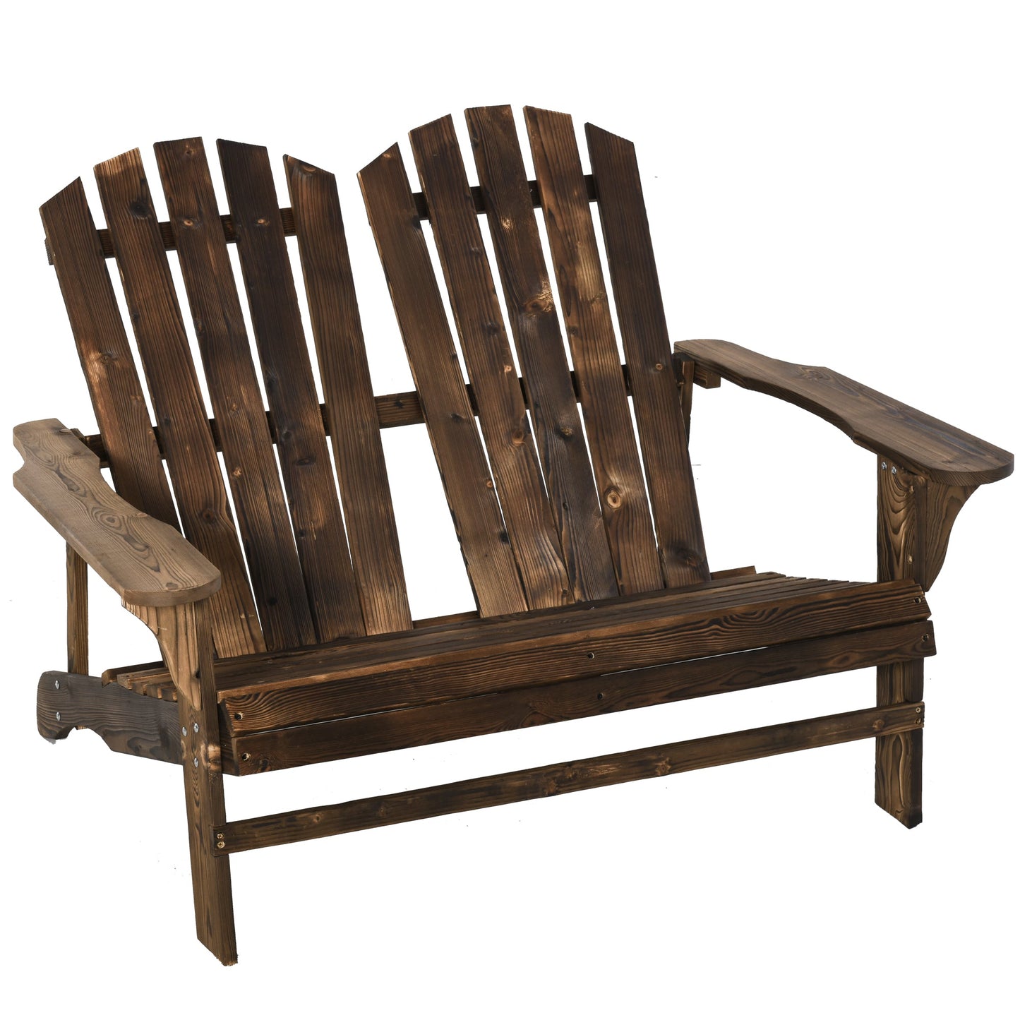 Outdoor and Garden-Outdoor Adirondack Chair, Wooden Loveseat Bench, Lounger Armchair with Flat Back for Garden, Deck, Patio, Fire Pit, Brown - Outdoor Style Company