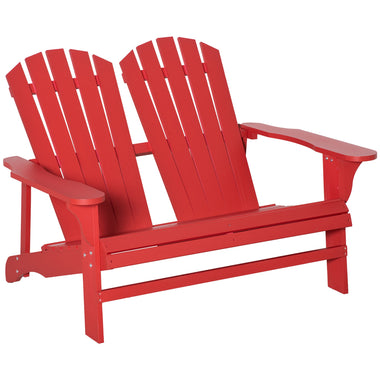 Outdoor and Garden-Outdoor Adirondack Chair, Wooden Loveseat Bench, Lounger Armchair with Flat Back for Garden, Deck, Patio, Fire Pit, Red - Outdoor Style Company