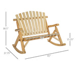 Outdoor and Garden-Outdoor Adirondack Rocking Chair with Log Slatted Design, 2-Seat Patio Wooden Rocker Loveseat with High Back for Lawn, Burlywood - Outdoor Style Company