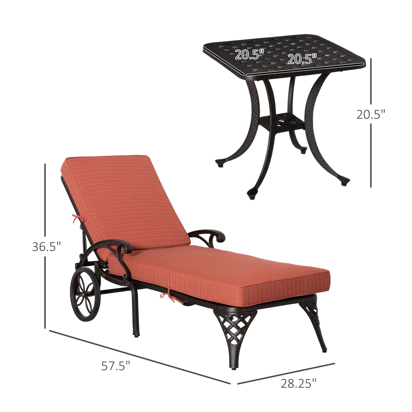 Outdoor and Garden-Outdoor Aluminum Padded Lounge Chair with Adjustable Backrest, - Outdoor Style Company