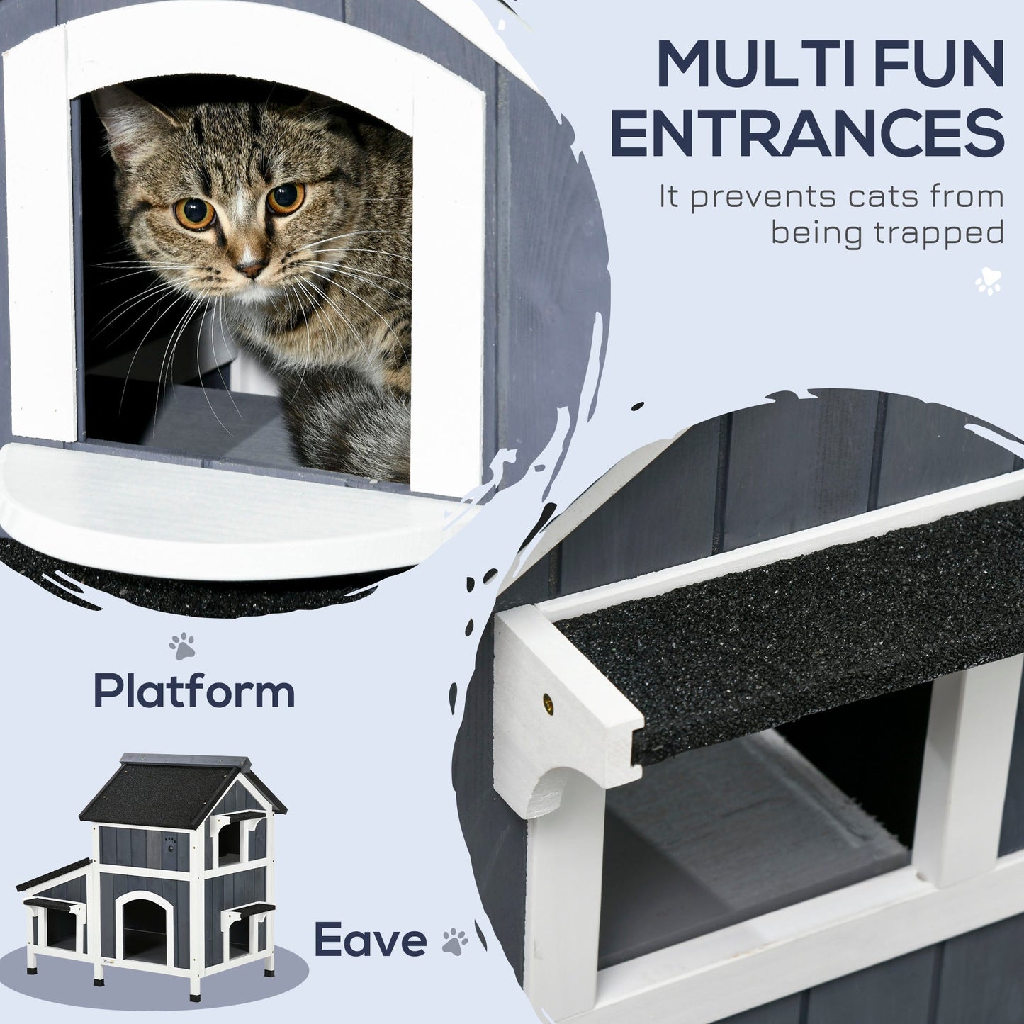 Outdoor and Garden-Outdoor Cat House with Flower Pot, 2-Story Feral Cat House with Weather Resistant Roof, Wooden Cat Shelter with Window, Multiple Entrances - Outdoor Style Company