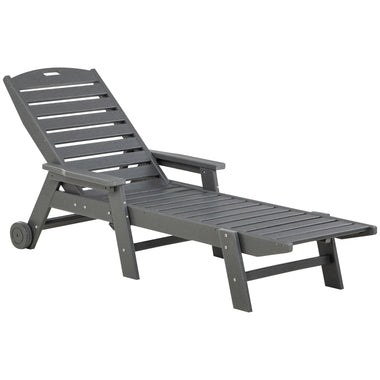 Outdoor and Garden-Outdoor Chaise Lounge Chair Recliner with Adjustable Back and wheels for Beach Poolside Patio Light Gray - Outdoor Style Company