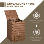 Outdoor and Garden-Outdoor Compost Bin, 120 Gallon (450L) Garden Composter with 80 Vents and 2 Sliding Doors, Fast Creation of Fertile Soil, Brown - Outdoor Style Company