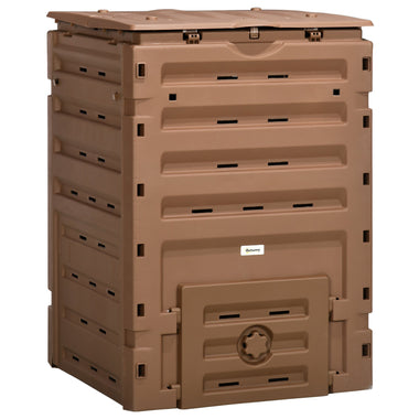 Outdoor and Garden-Outdoor Compost Bin, 120 Gallon (450L) Garden Composter with 80 Vents and 2 Sliding Doors, Fast Creation of Fertile Soil, Brown - Outdoor Style Company