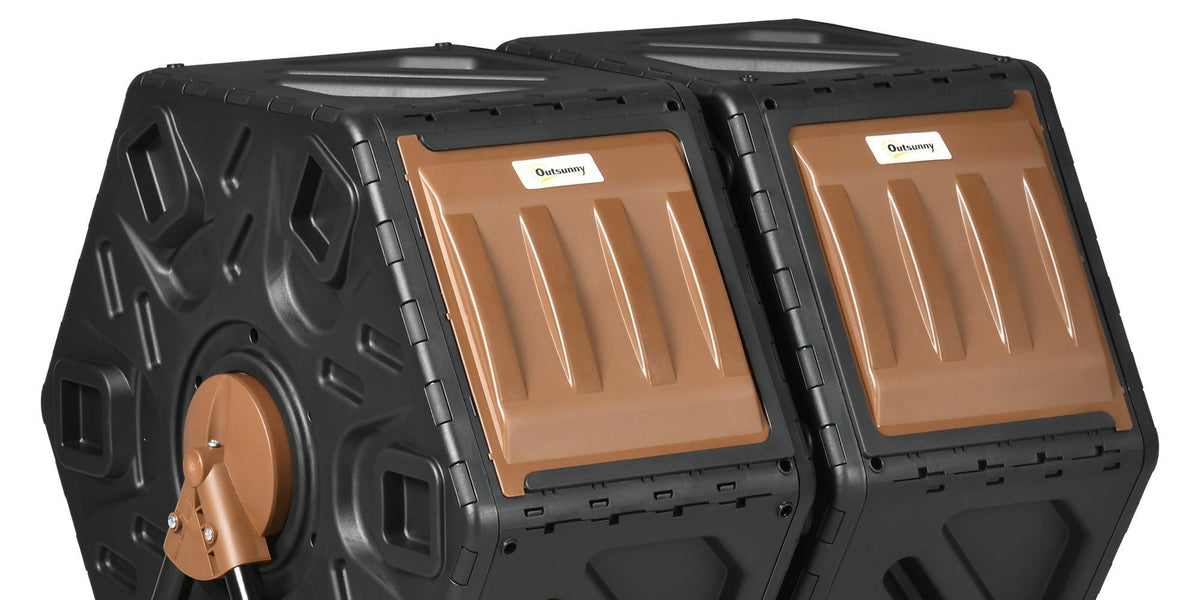 Outdoor Compost Bin, Dual Rotating Composte Bin, 34.5 Gallon Compost T