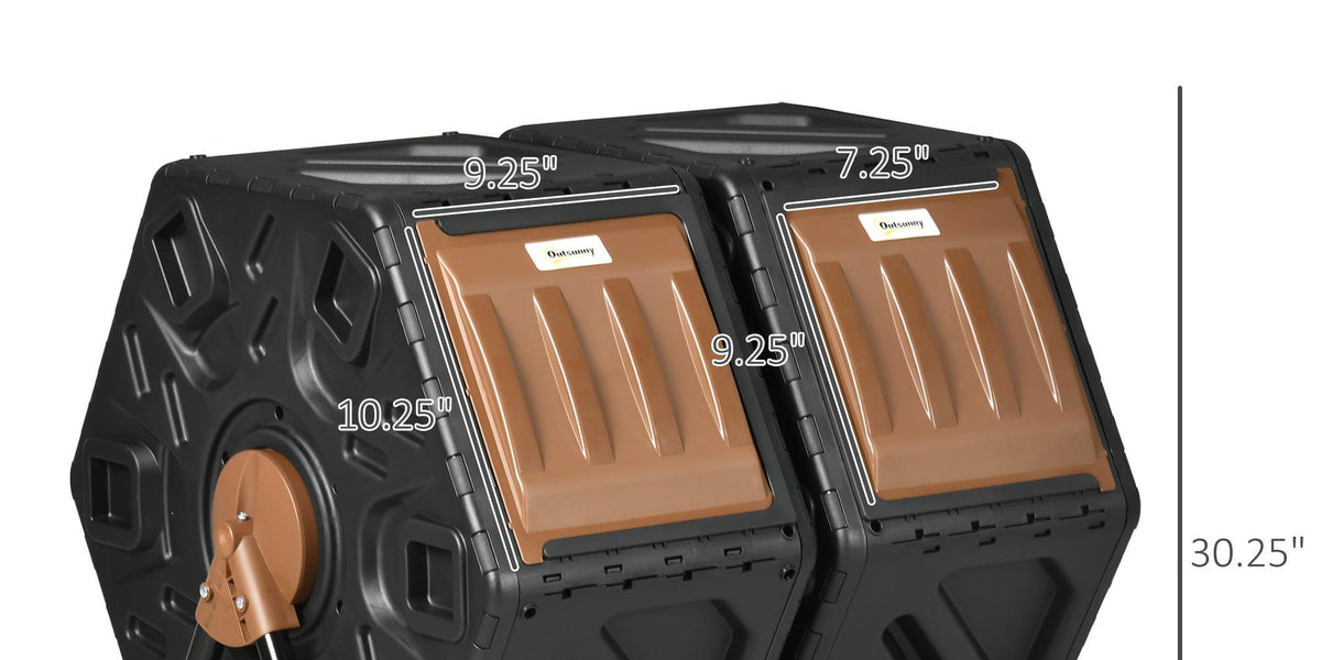 Outdoor Compost Bin, Dual Rotating Composte Bin, 34.5 Gallon Compost T