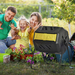 Outdoor and Garden-Outdoor Compost Tumbler Bin, Garden Composter, 360° Dual Chamber Rotating Composter 43 Gallon for Patio, Yellow/Black - Outdoor Style Company