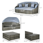 Outdoor and Garden-Outdoor Day Bed with Canopy, Convertible Rattan Daybed Sectional, Light Grey - Outdoor Style Company