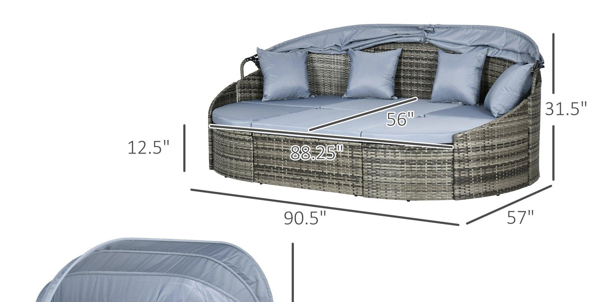 VonHaus Rattan Effect Daybed with Canopy