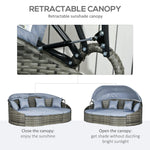 Outdoor and Garden-Outdoor Day Bed with Canopy, Convertible Rattan Daybed Sectional, Light Grey - Outdoor Style Company