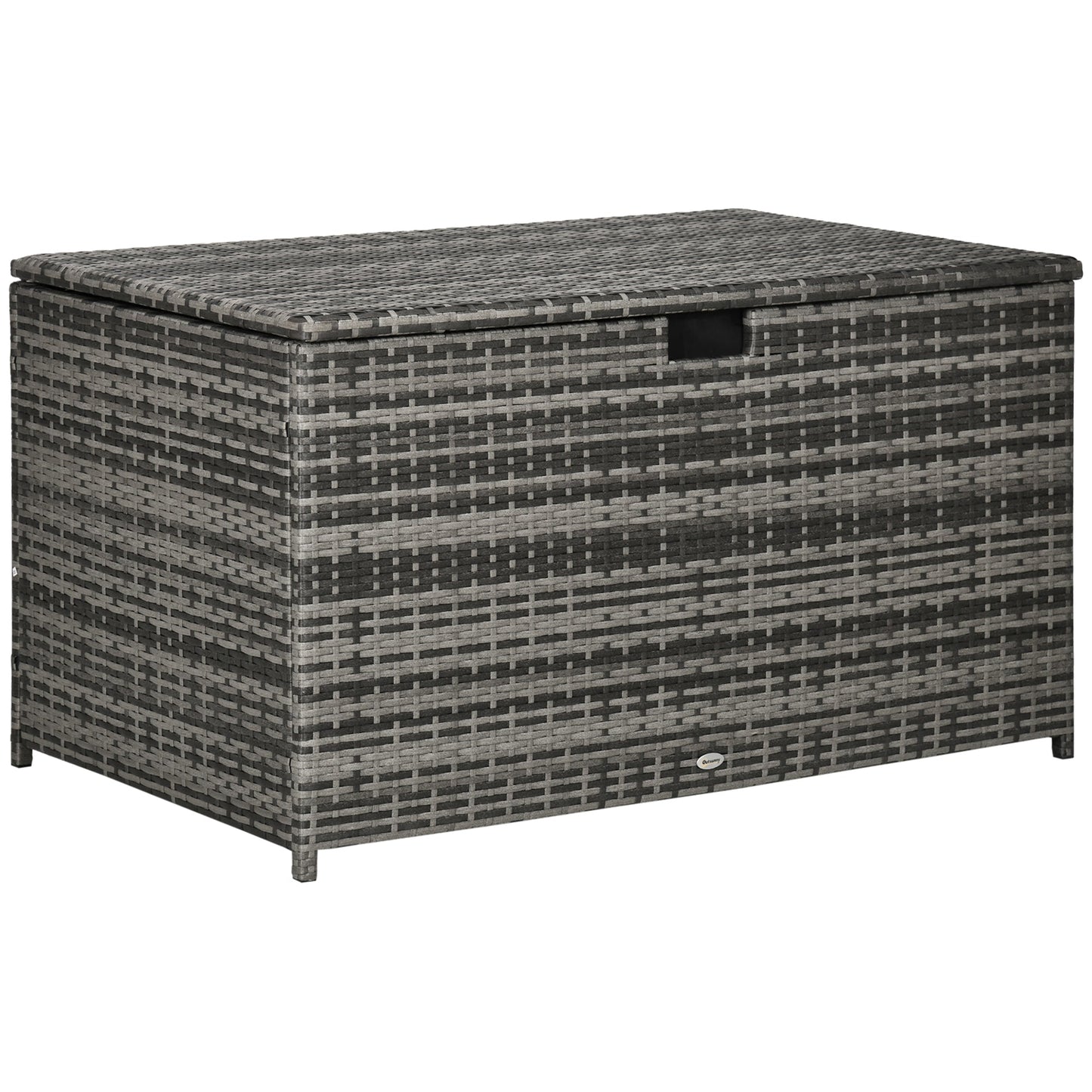 Outdoor and Garden-Outdoor Deck Box, PE Rattan Wicker with Liner, Hydraulic Lift & Handle for Indoor, Outdoor, Patio Furniture, Pool, Toys, Garden Tools, Gray - Outdoor Style Company