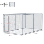 Outdoor and Garden-Outdoor Dog Kennel, Galvanized Chain Link Fence Heavy Duty Pet Run House, Chicken Coop with Secure Lock Mesh Sidewalls for Backyard, Silver - Outdoor Style Company