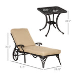 Outdoor and Garden-Outdoor Foldable Lounge Chair and Side Table Set with Adjustable Backrest and Wheels, Aluminum Chaise Lounger Sun Lounger for Yard, Beige - Outdoor Style Company