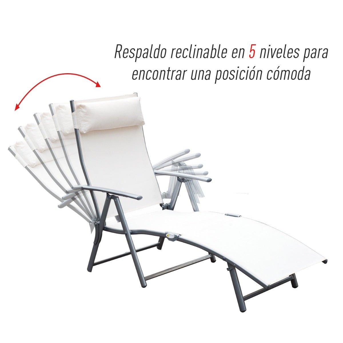 Outdoor and Garden-Outdoor Folding Chaise Lounge Chair, Adjustable Folding Reclining Lounger with 7-Position, Backrest & Pillow - Outdoor Style Company